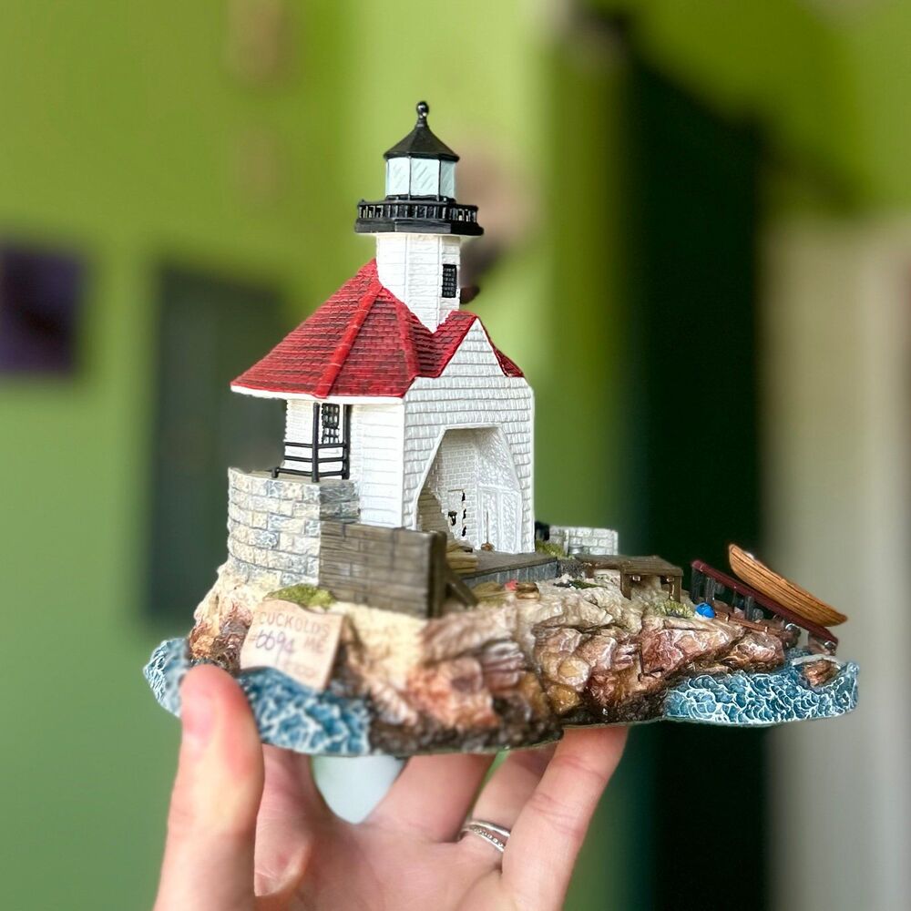 Vintage Textured + Detailed Lighthouse on Coast Home Decor Accent - Picture 2 of 12